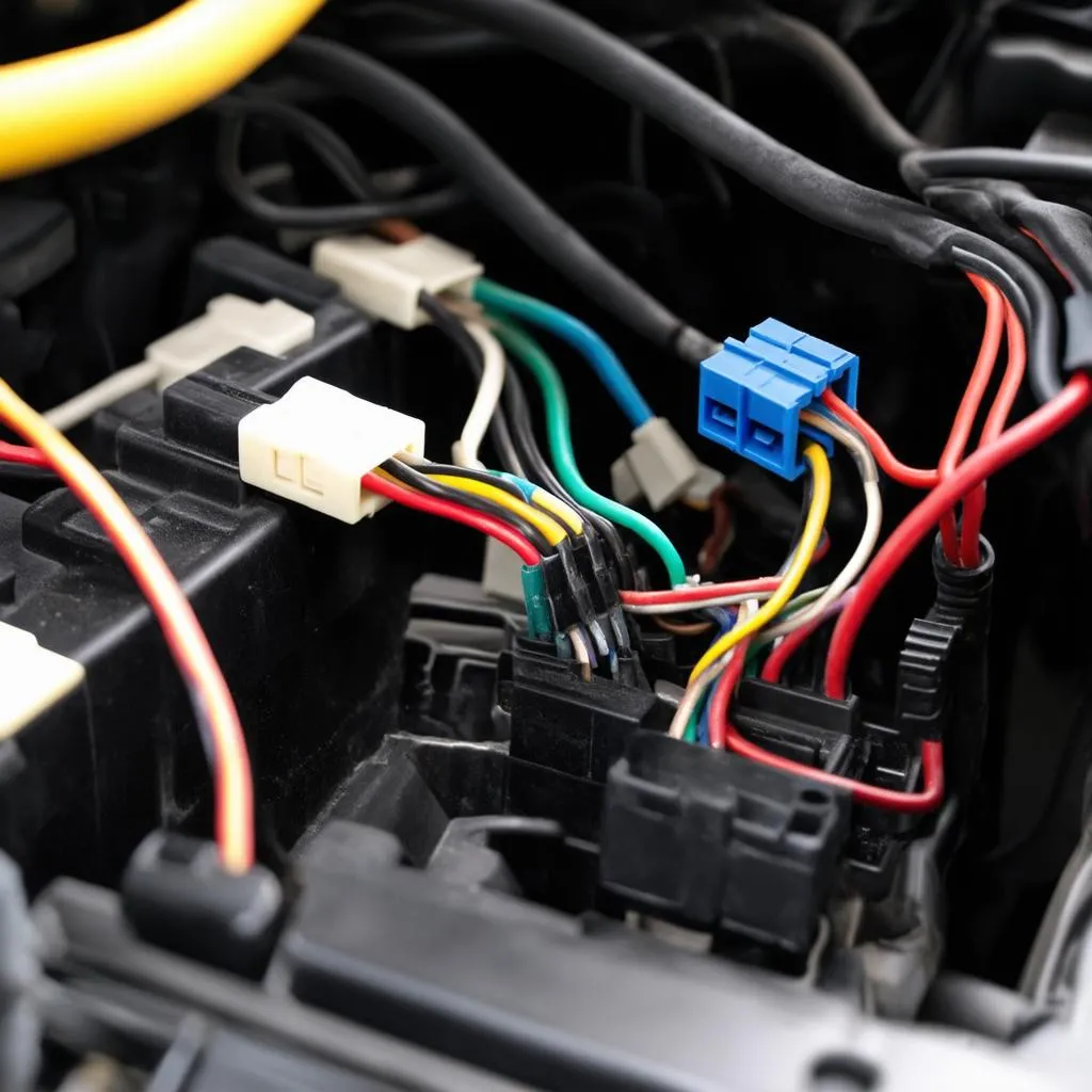 Close Up of Car Wiring Harness