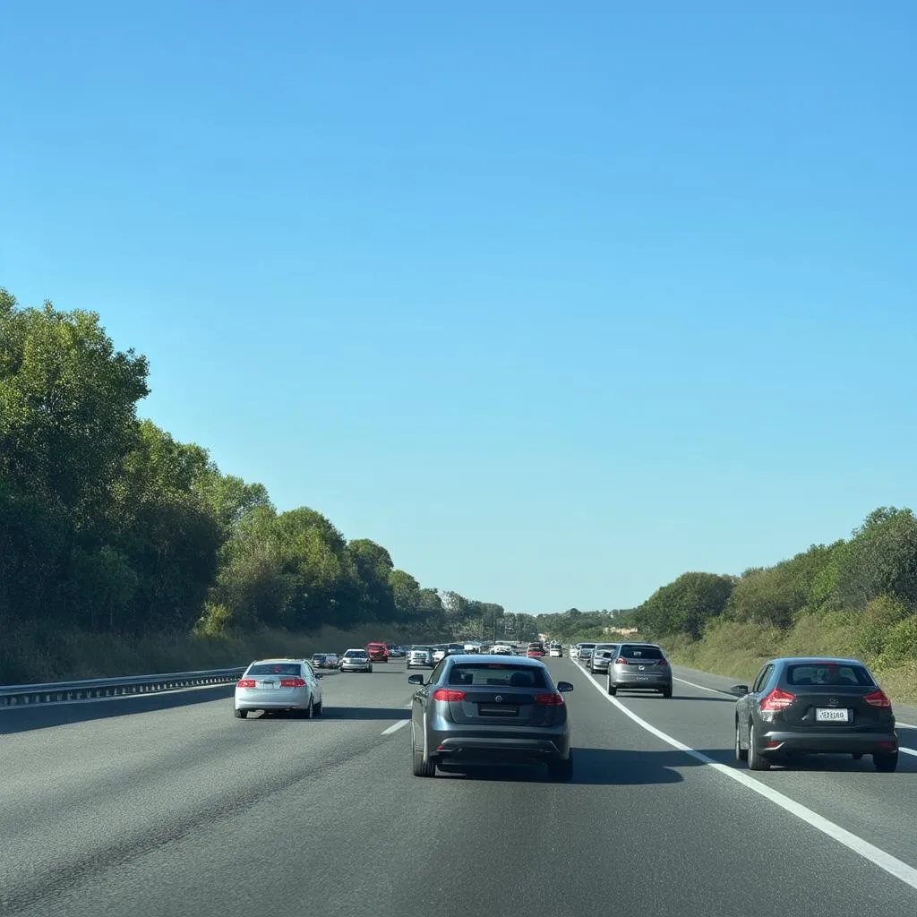 Cars on an open road