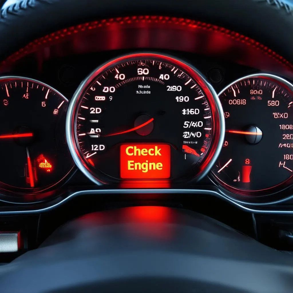 Check engine light on a car dashboard