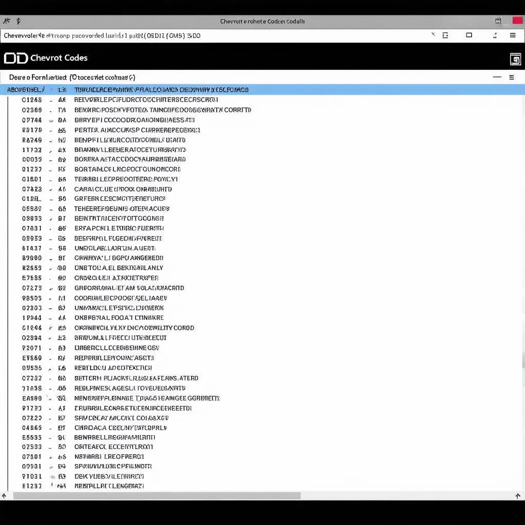 Chevrolet OBD1 code list