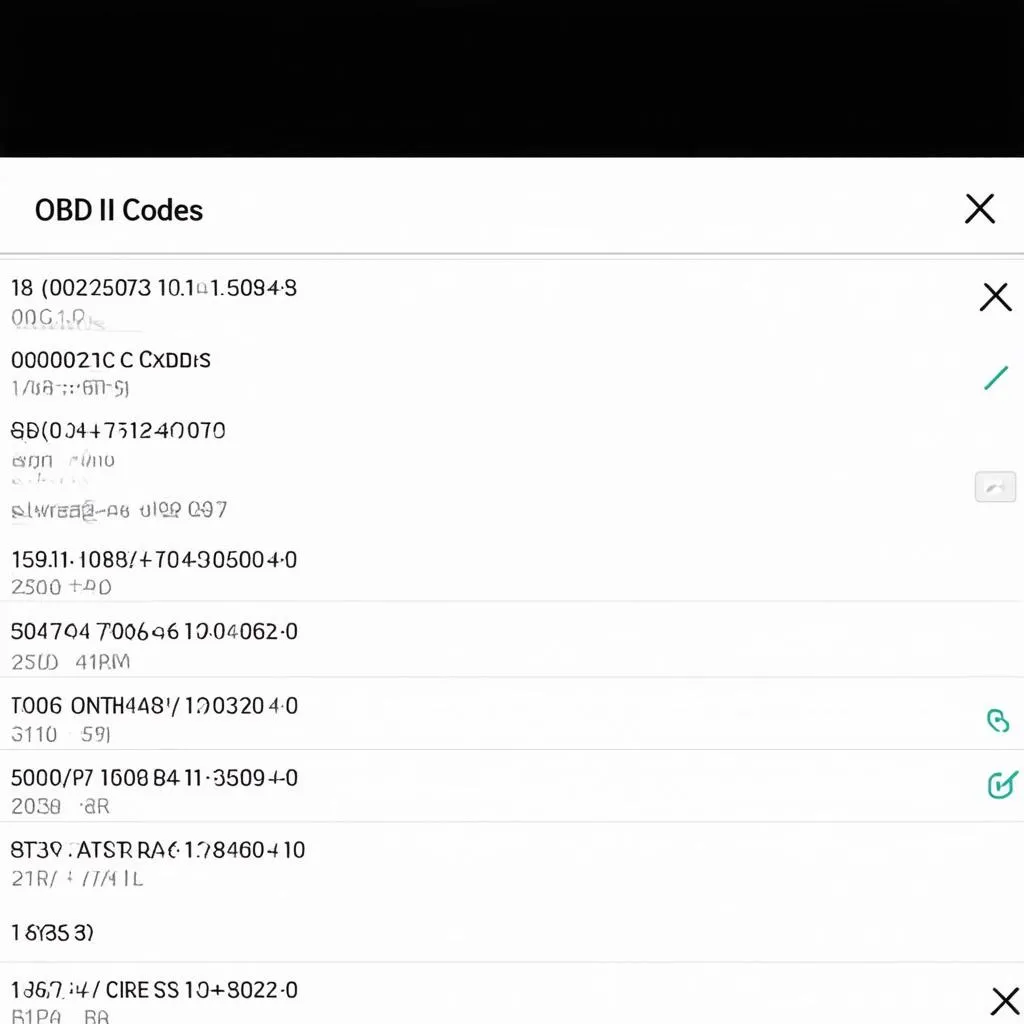 Dash App Displaying OBD Codes