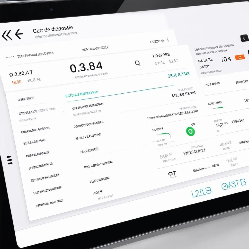 Modern car diagnostic app interface on a tablet