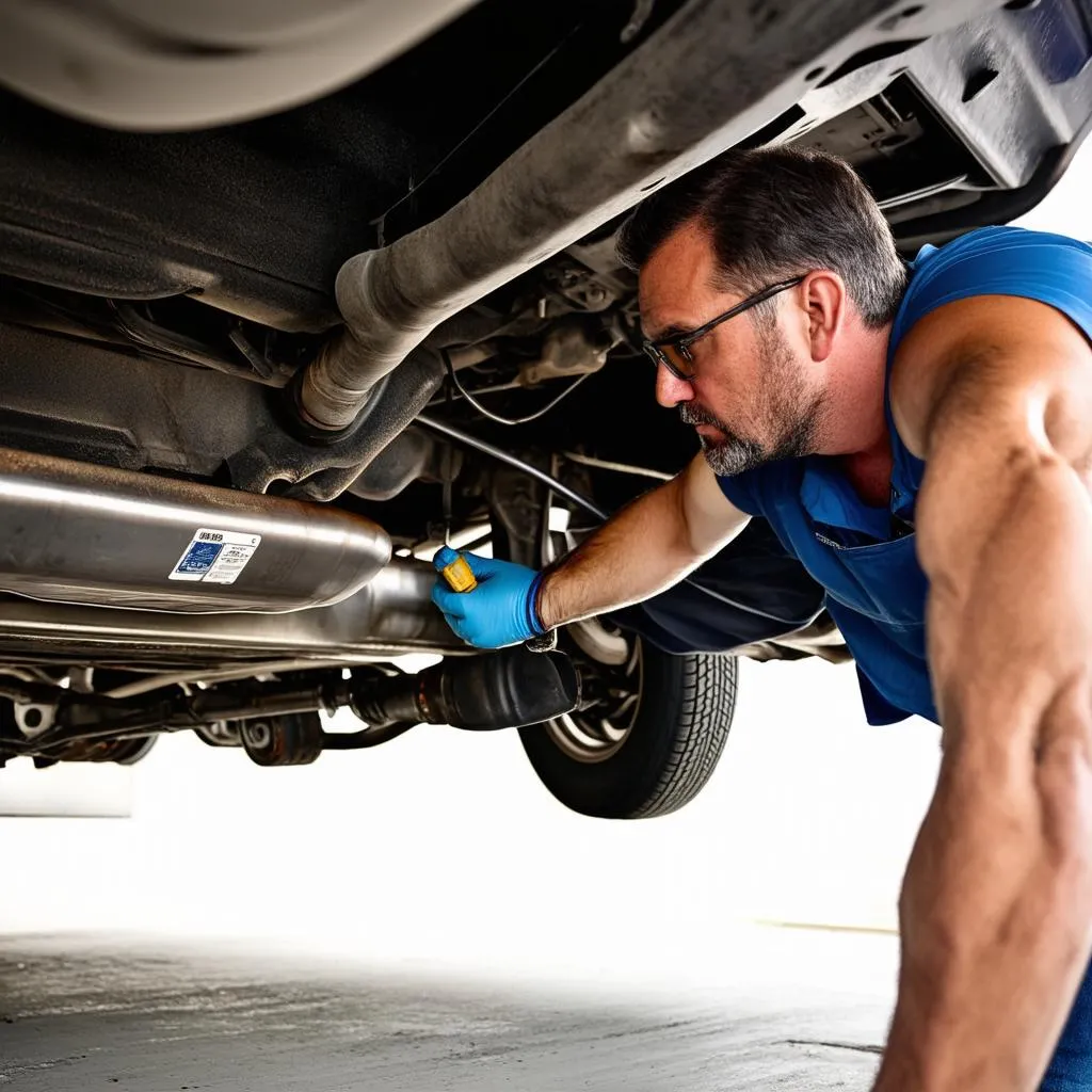 Inspecting the exhaust system for leaks