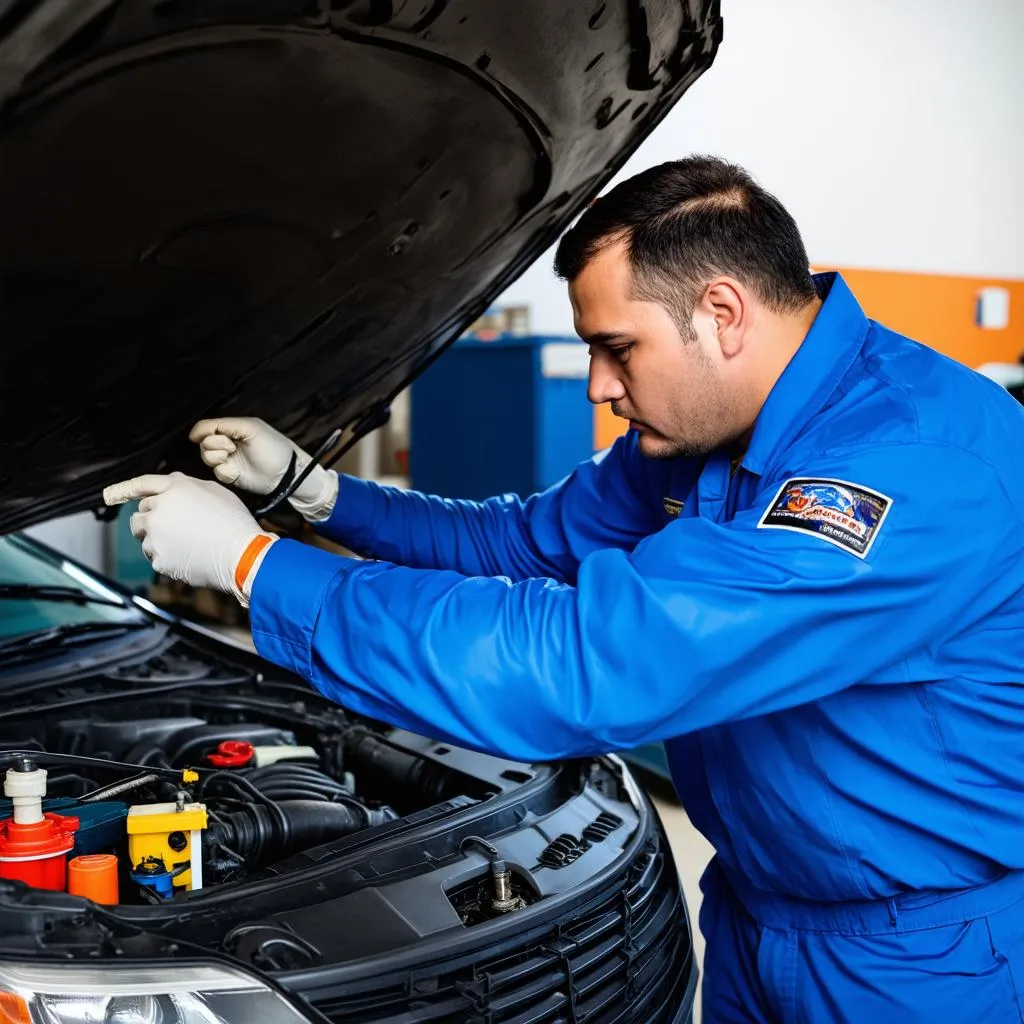 Mechanic Replacing Fuel Pump