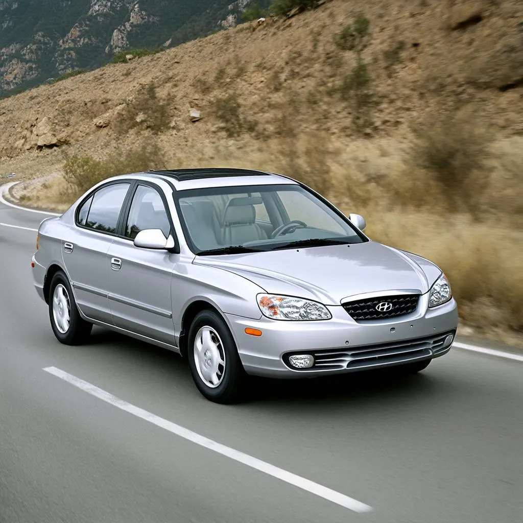 Hyundai Elantra on the road