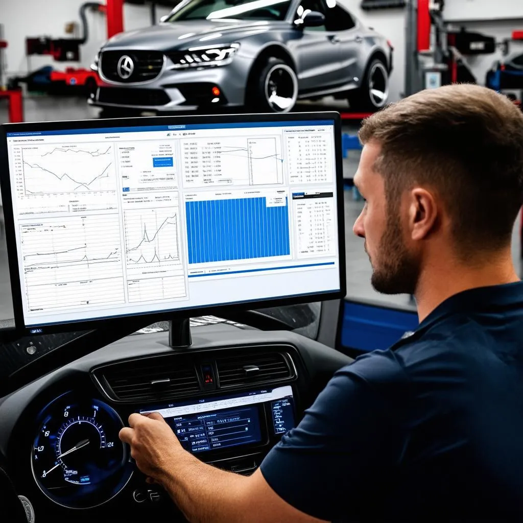 Mechanic Analyzing Transmission Data