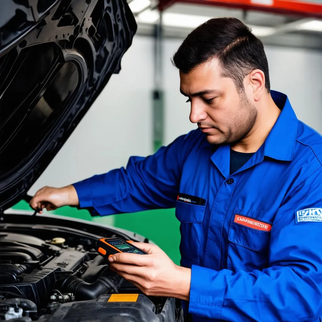 Mechanic Checking Car Diagnostics