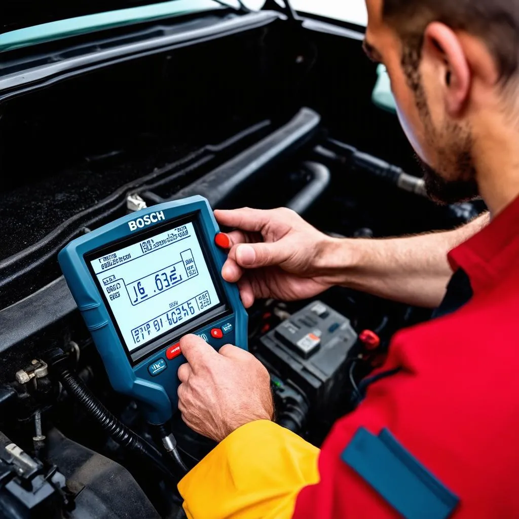 Mechanic Using OBD Tool