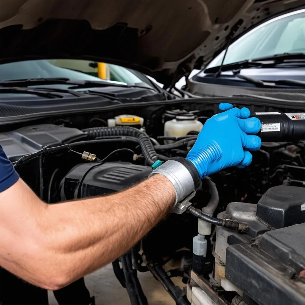 Mechanic Checking EVAP System