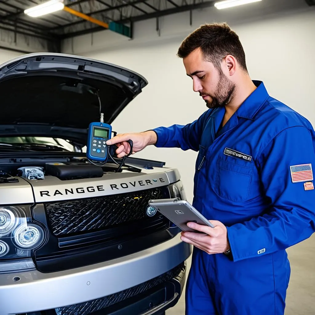 Mechanic checking OBD2 port