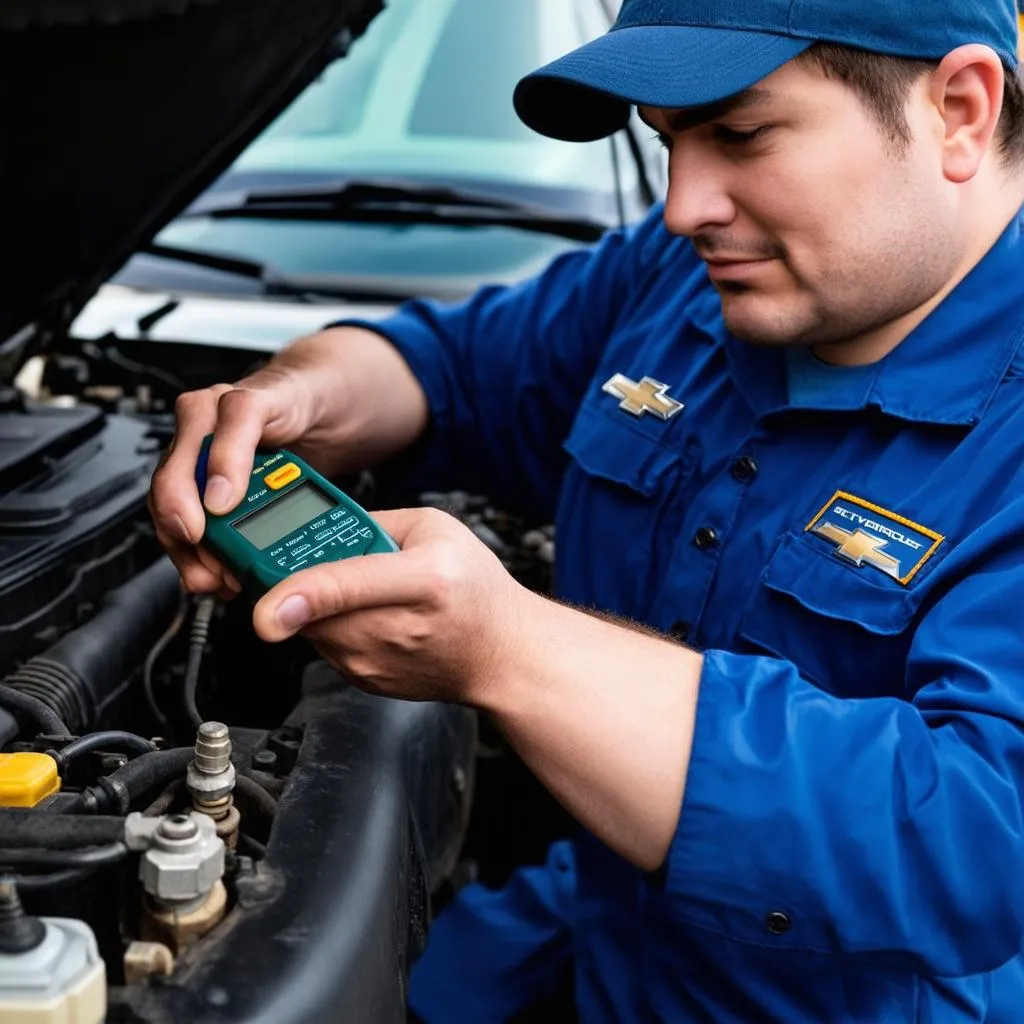 Mechanic Checking Oil Pressure Sensor