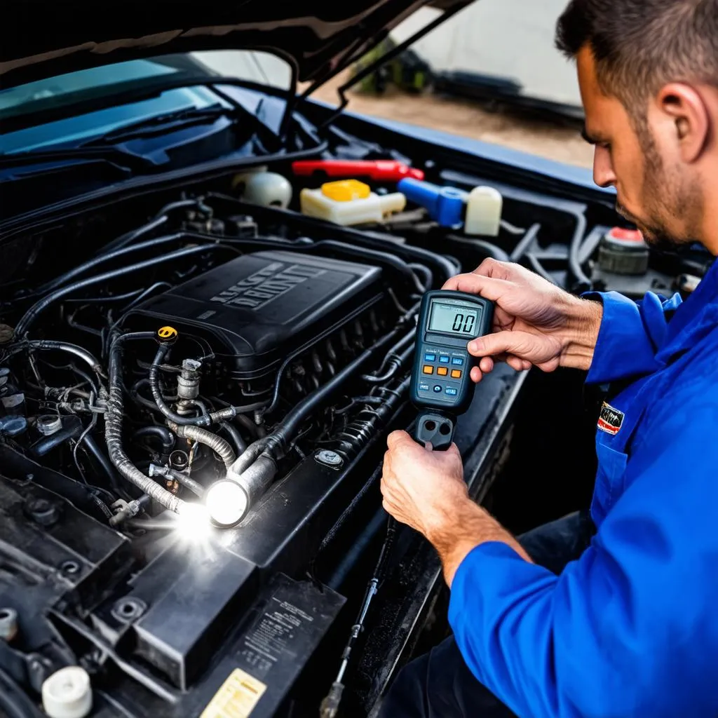 Mechanic Checking TPS Sensor