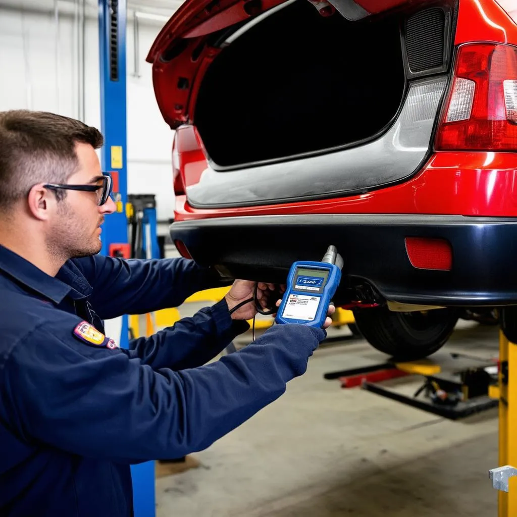 Mechanic Connecting OBD Scanner