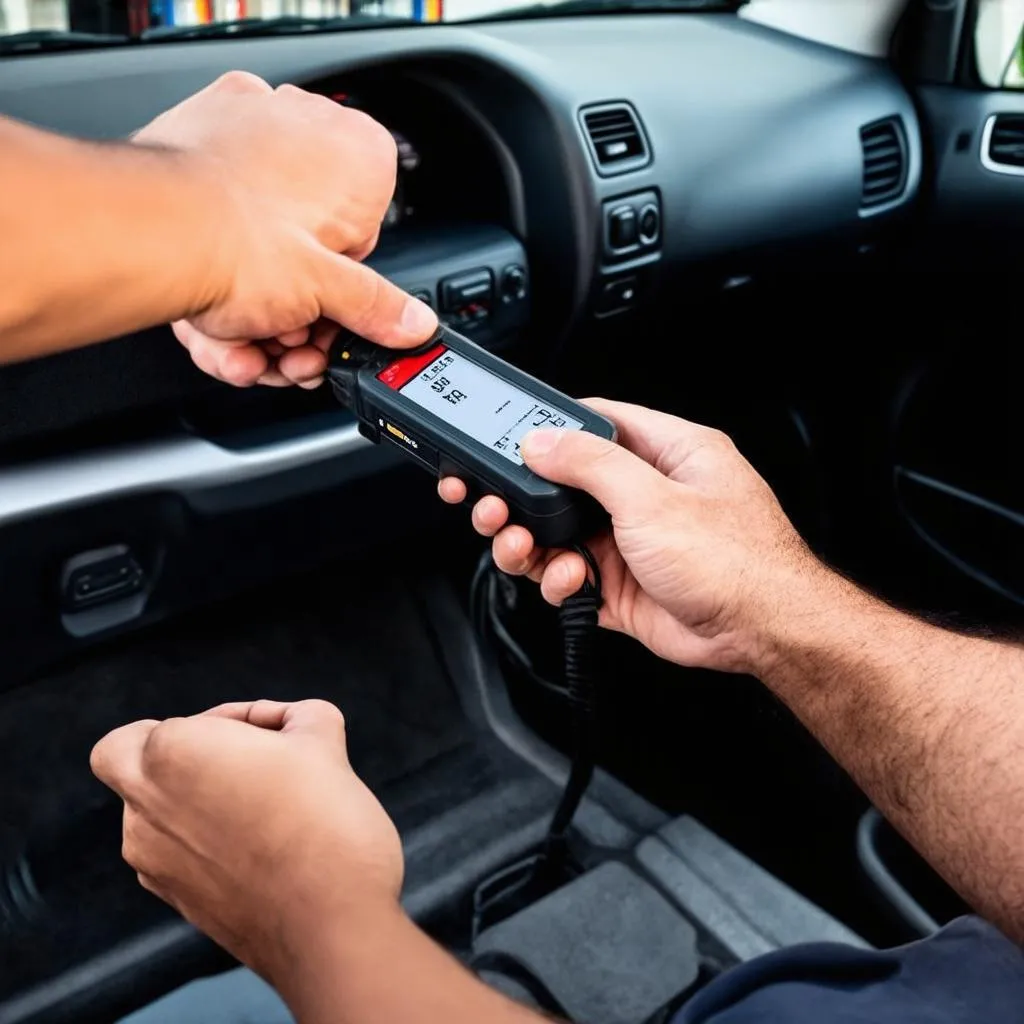 Mechanic Using OBD Scanner