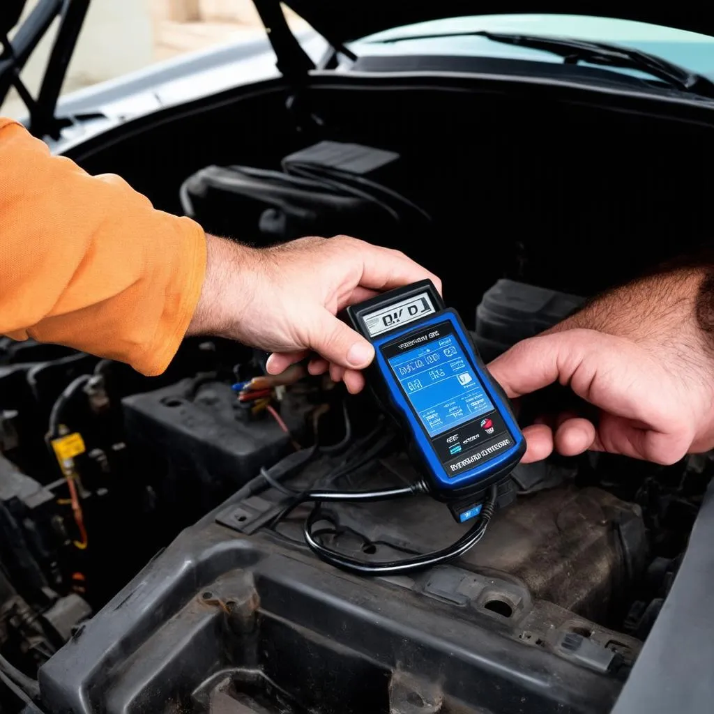 Mechanic Connecting OBD Scanner