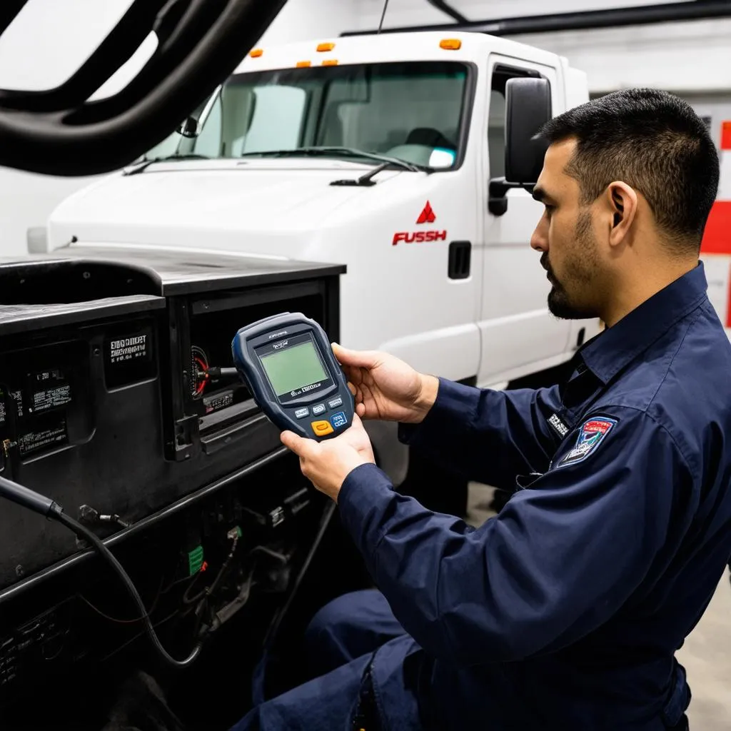 Mechanic Using OBD Scanner