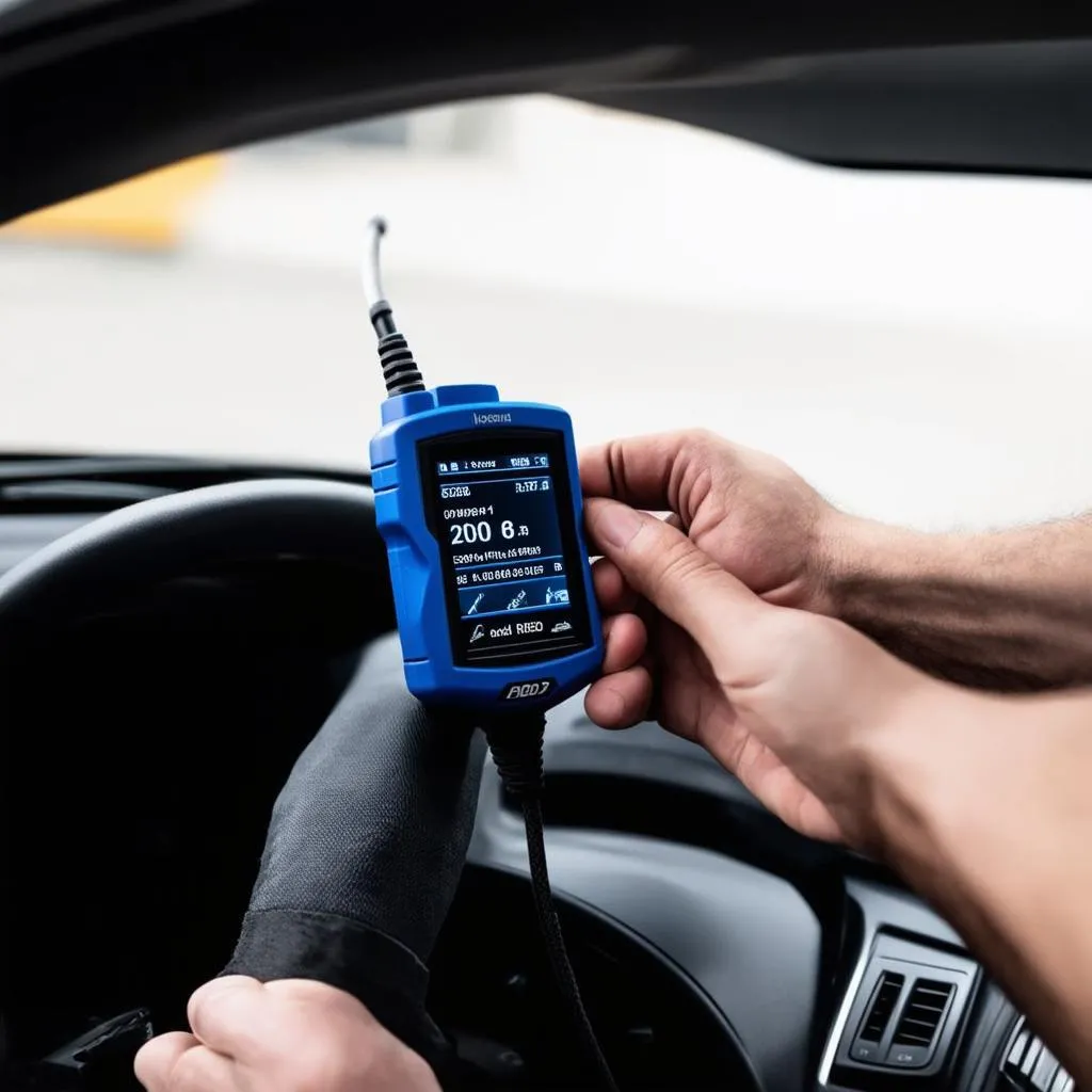 Mechanic Connecting OBD Scanner