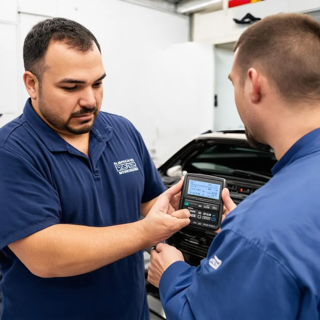 Mechanic Explaining Diagnostics