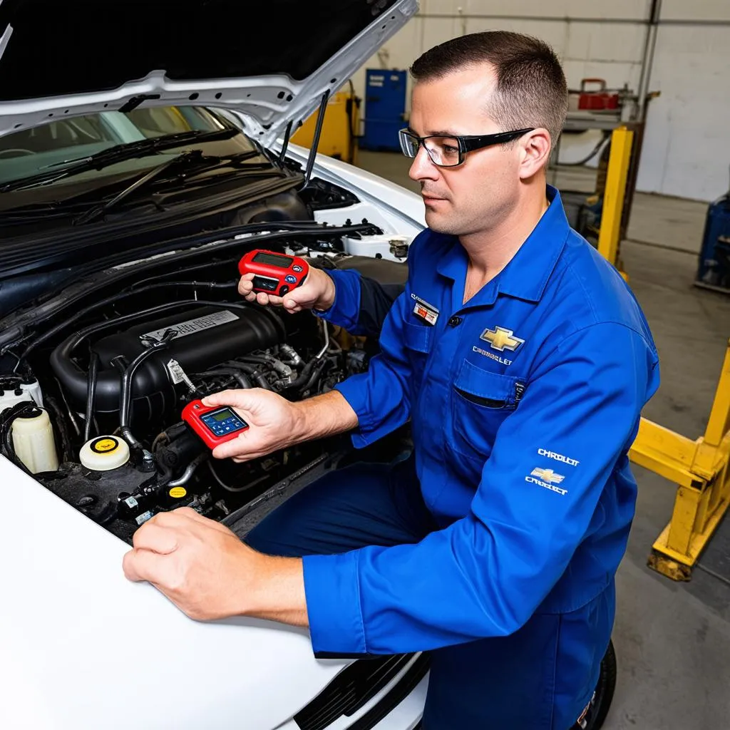 Mechanic Inspecting Car Engine