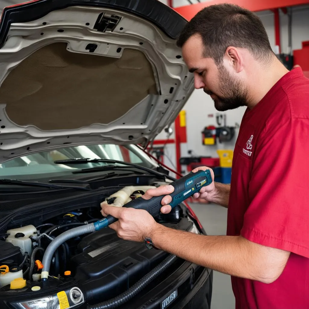 Mechanic Inspecting EVAP System