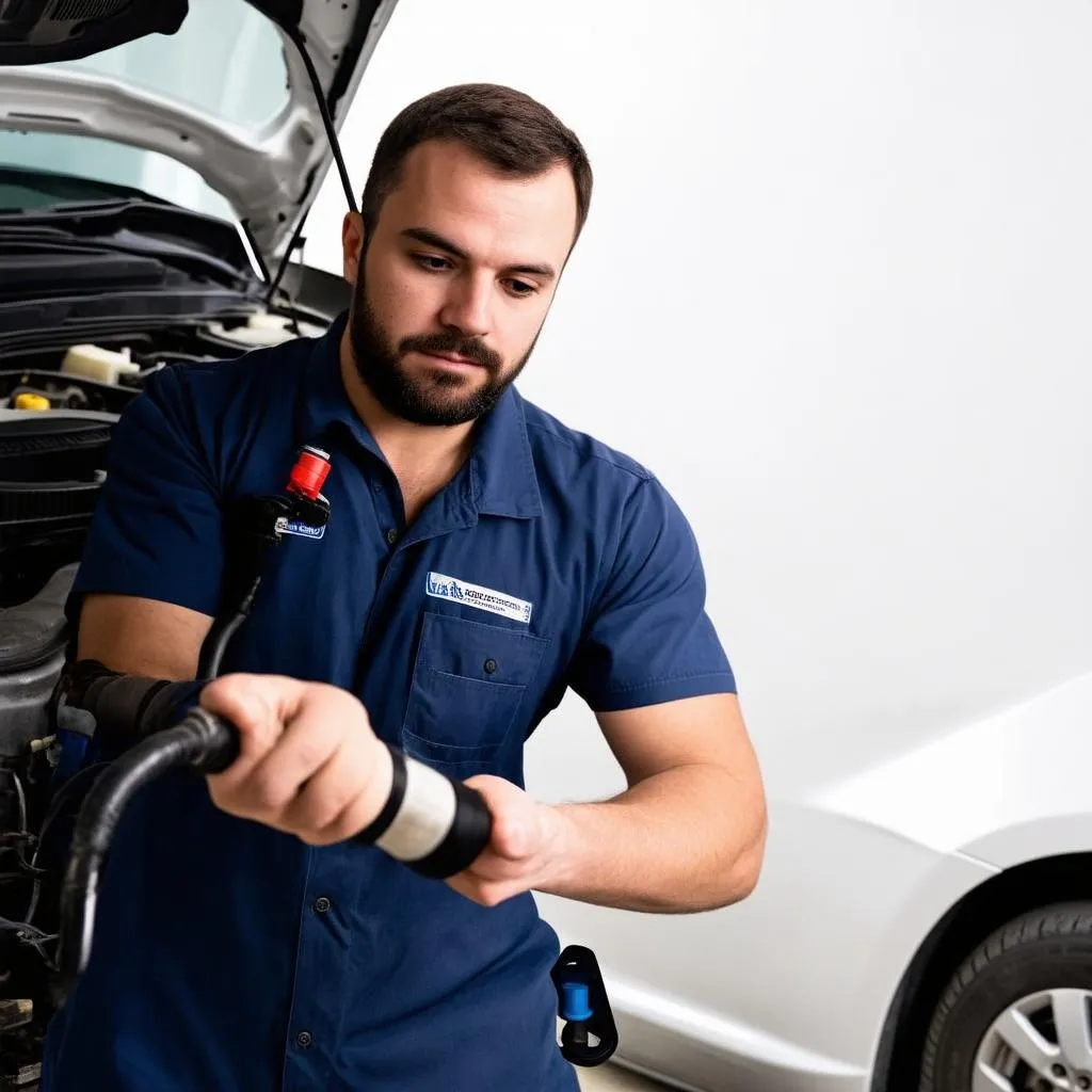 Mechanic Inspecting EVAP System