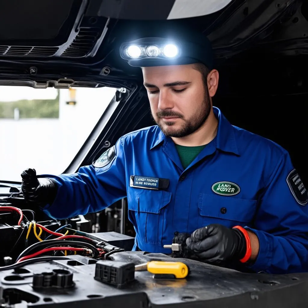 Mechanic Inspecting Wiring