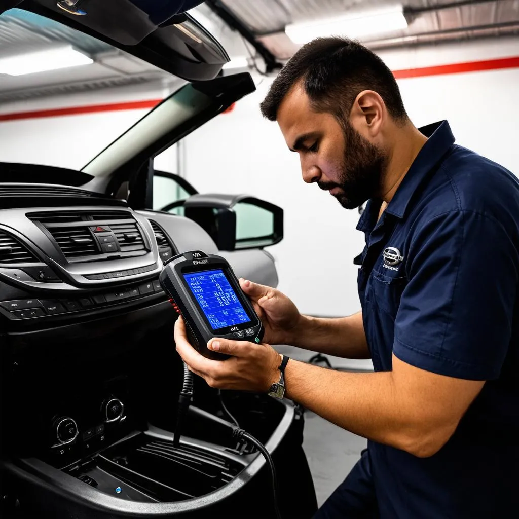 Mechanic Diagnosing Nissan Murano