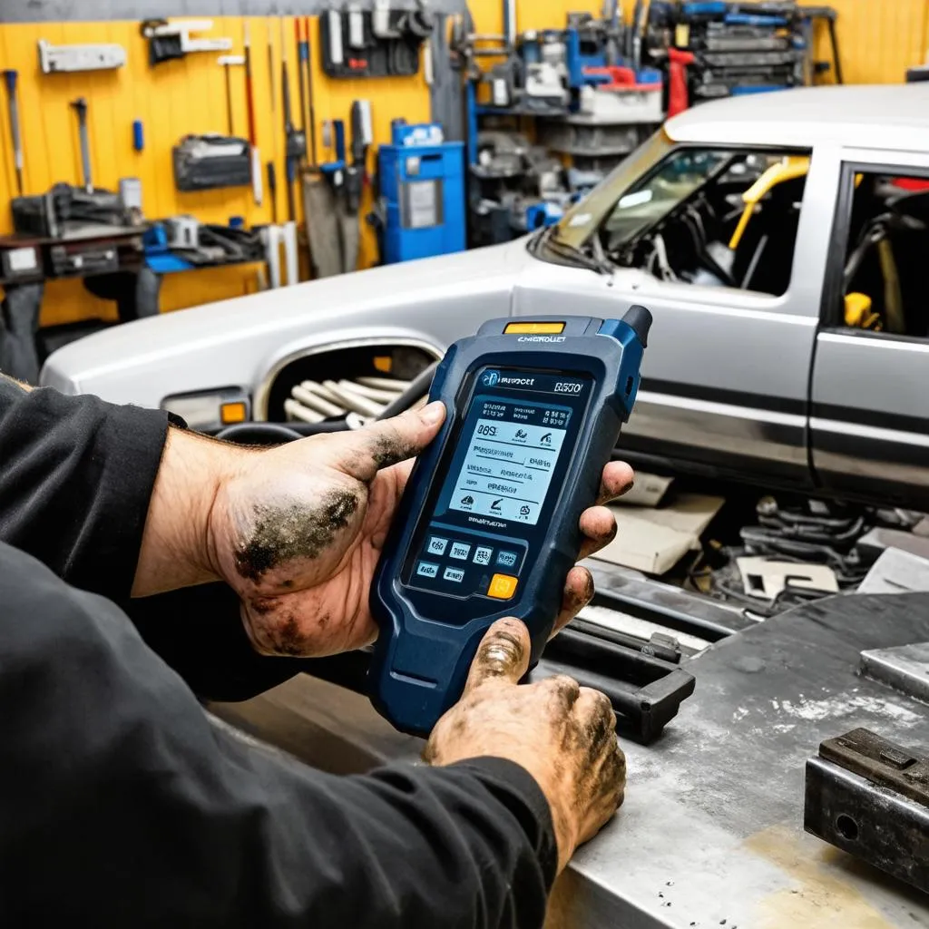 Mechanic using OBD reader