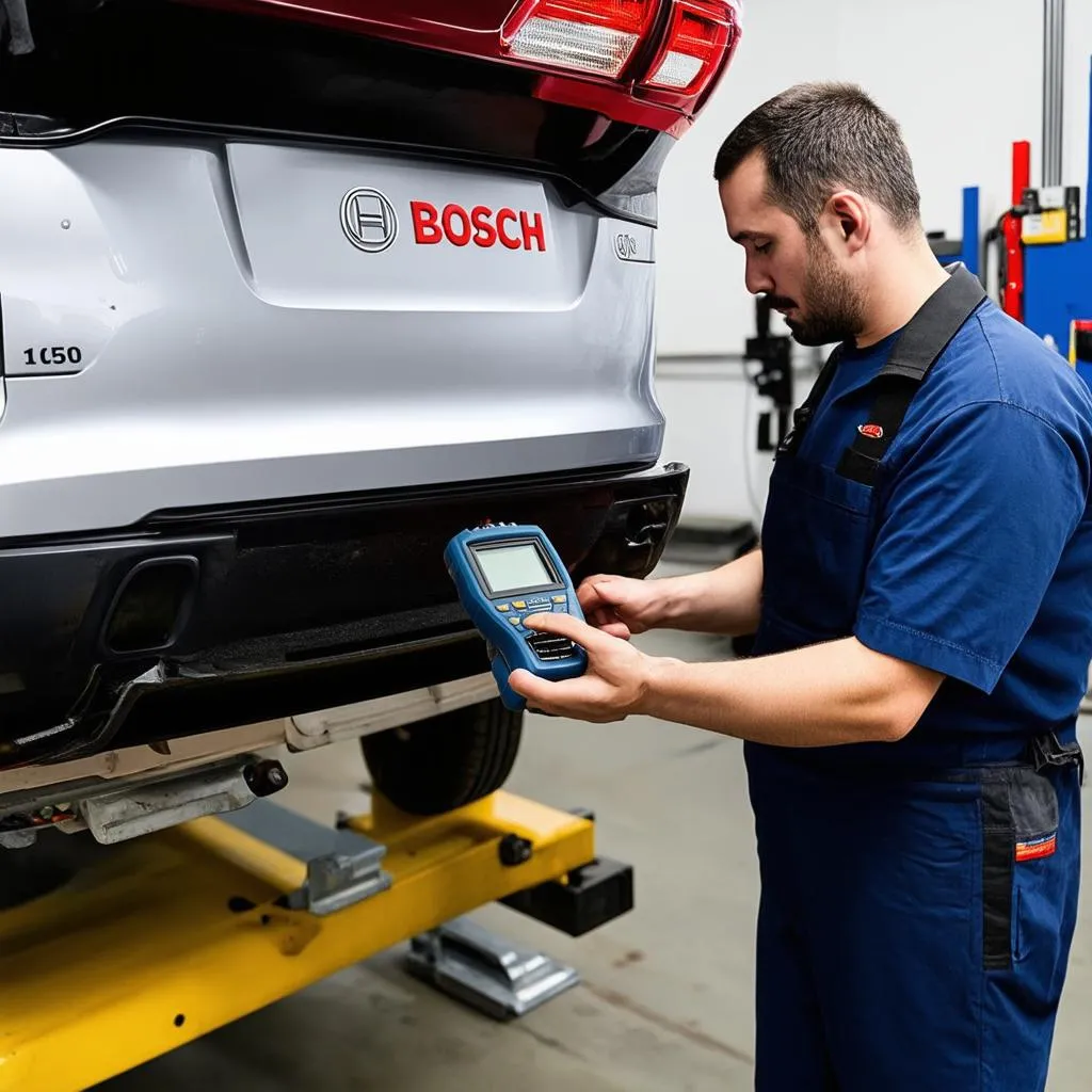 Mechanic using Bosch OBD 1050