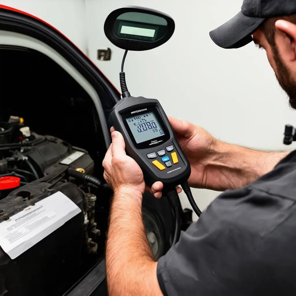 Mechanic Using Diagnostic Scanner