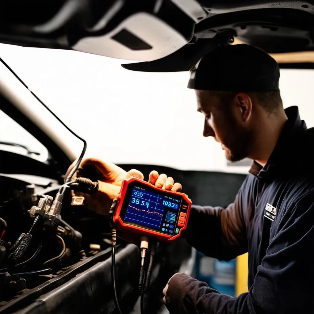 Mechanic Using Diagnostic Tool