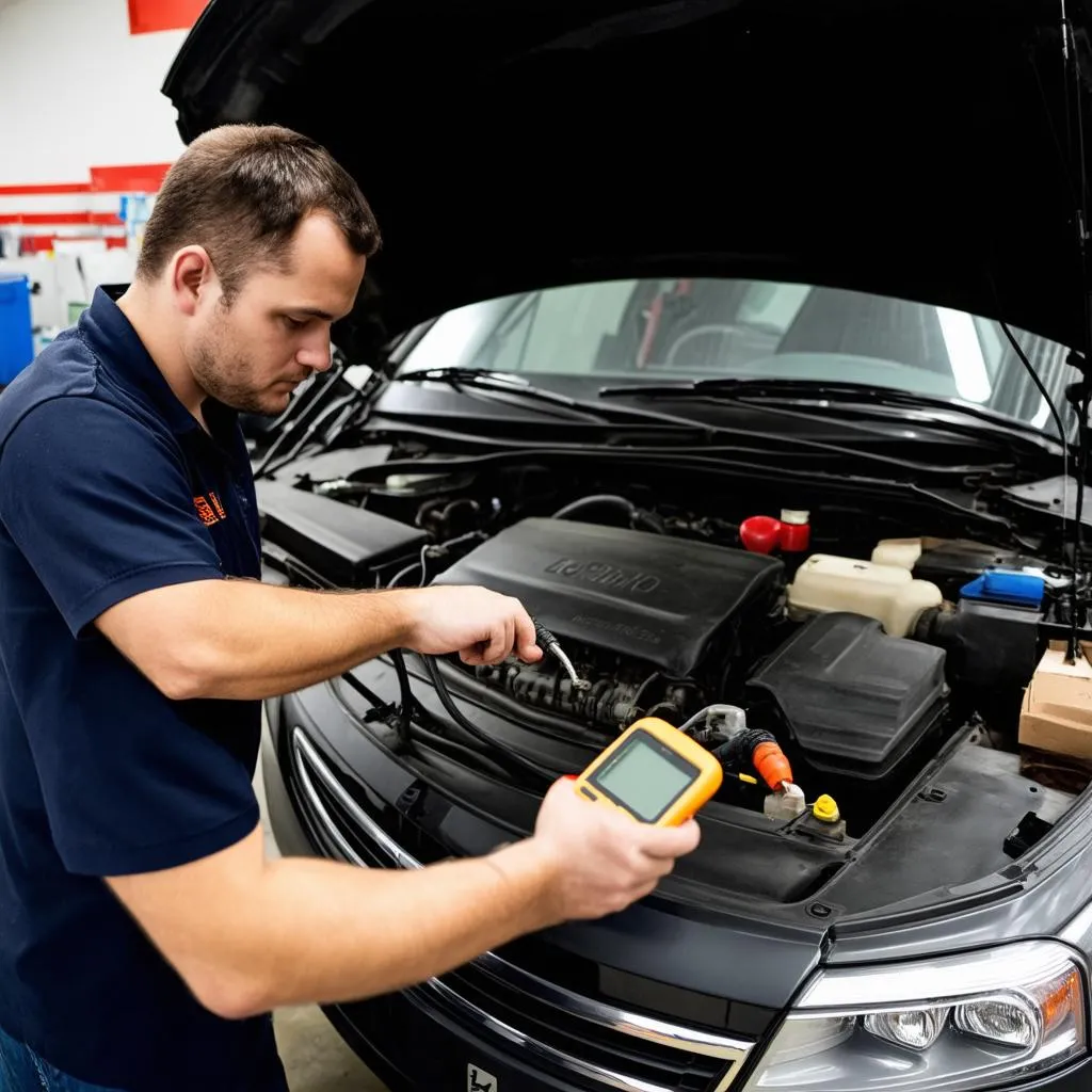 Mechanic Using Diagnostic Tool