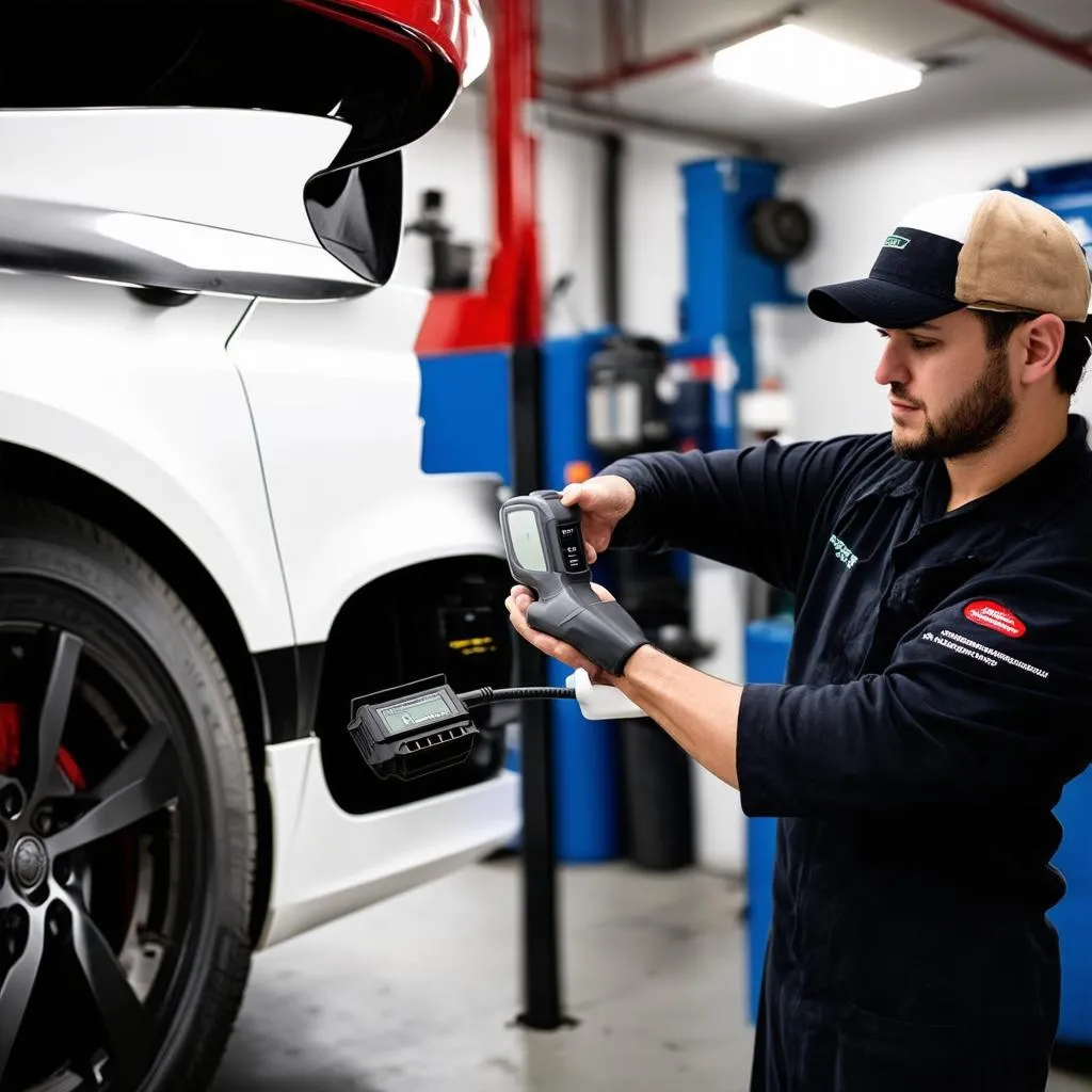 Mechanic using OBD-2 Scanner