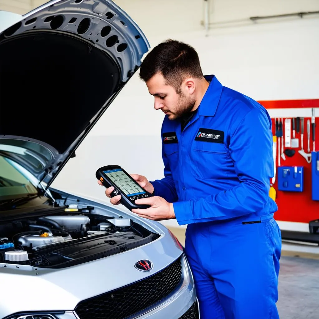 Mechanic with Diagnostic Tool