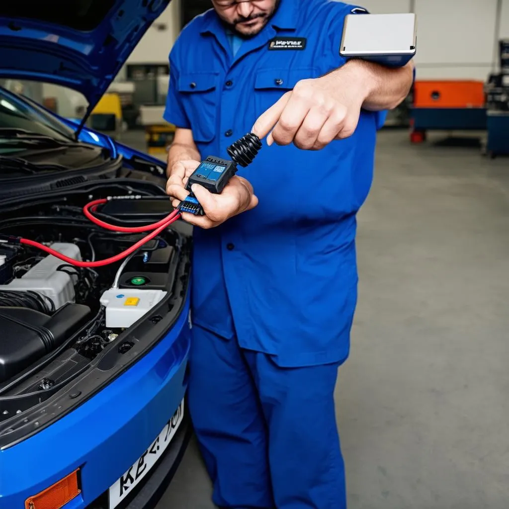 Mechanic Using OBD Flex