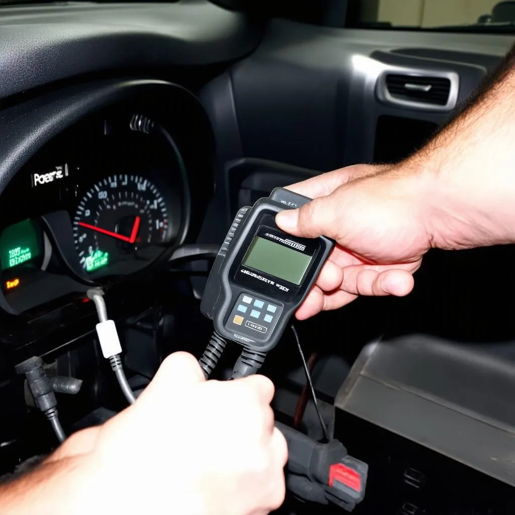 Mechanic Using OBD II Scanner