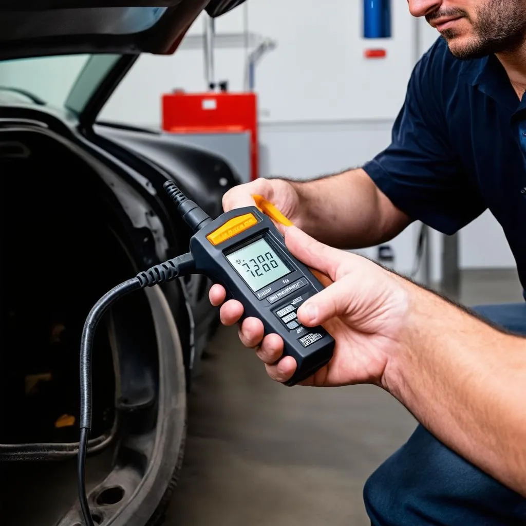 Mechanic Diagnosing Car