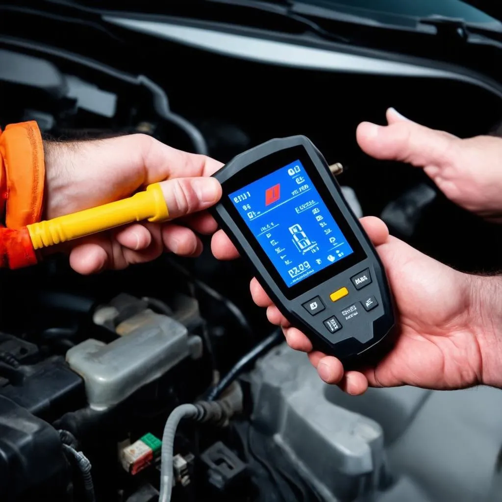 Mechanic Using OBD Scanner