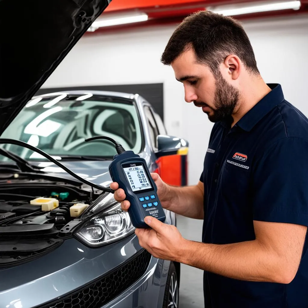 Mechanic using OBD Scanner