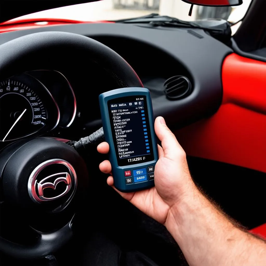 Mechanic using OBD-II scanner