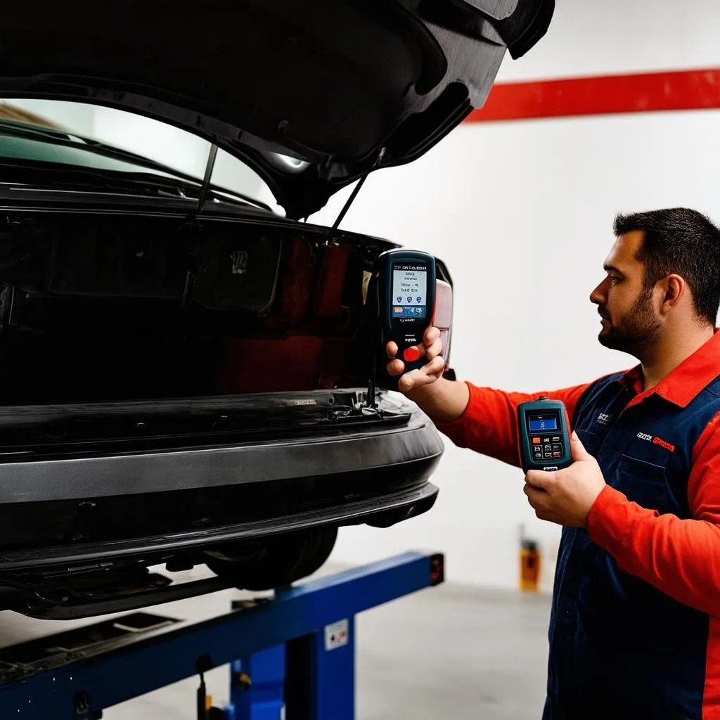 Mechanic using OBD Scanner