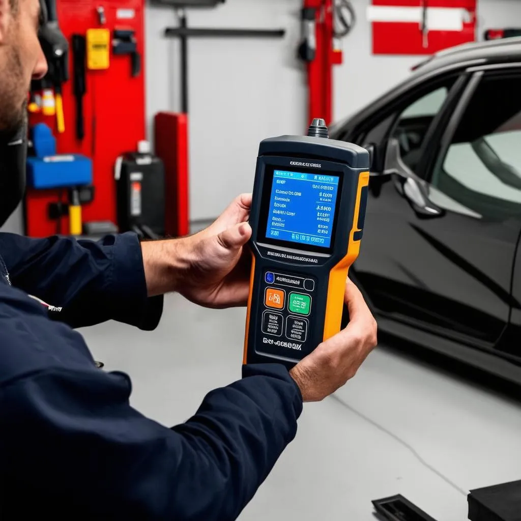 Mechanic Using OBD Scanner