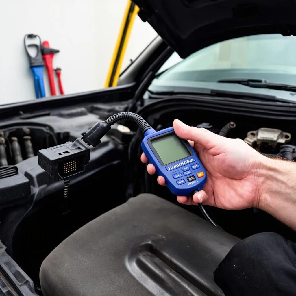 Mechanic Using OBD Scanner