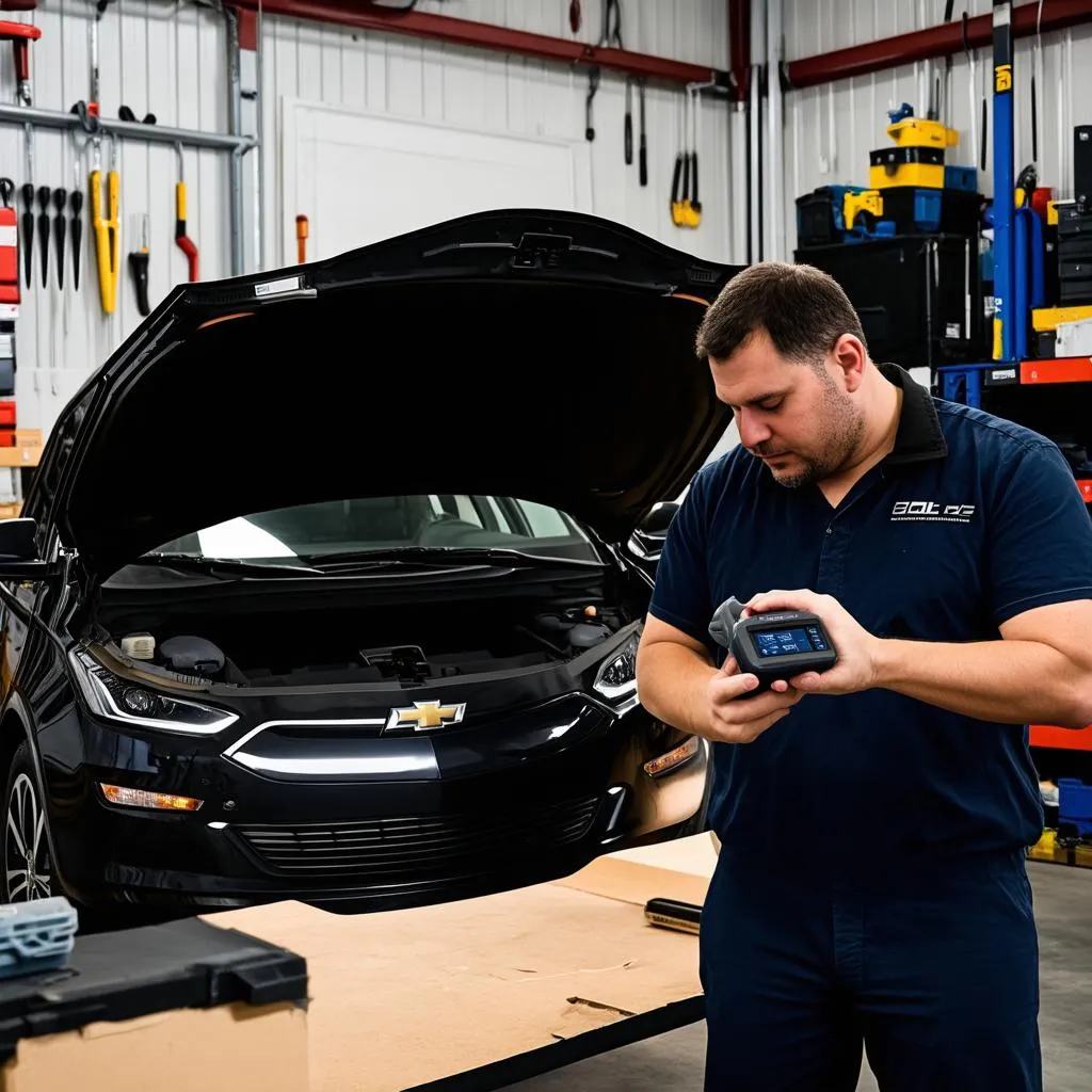 Mechanic Using OBD Scanner