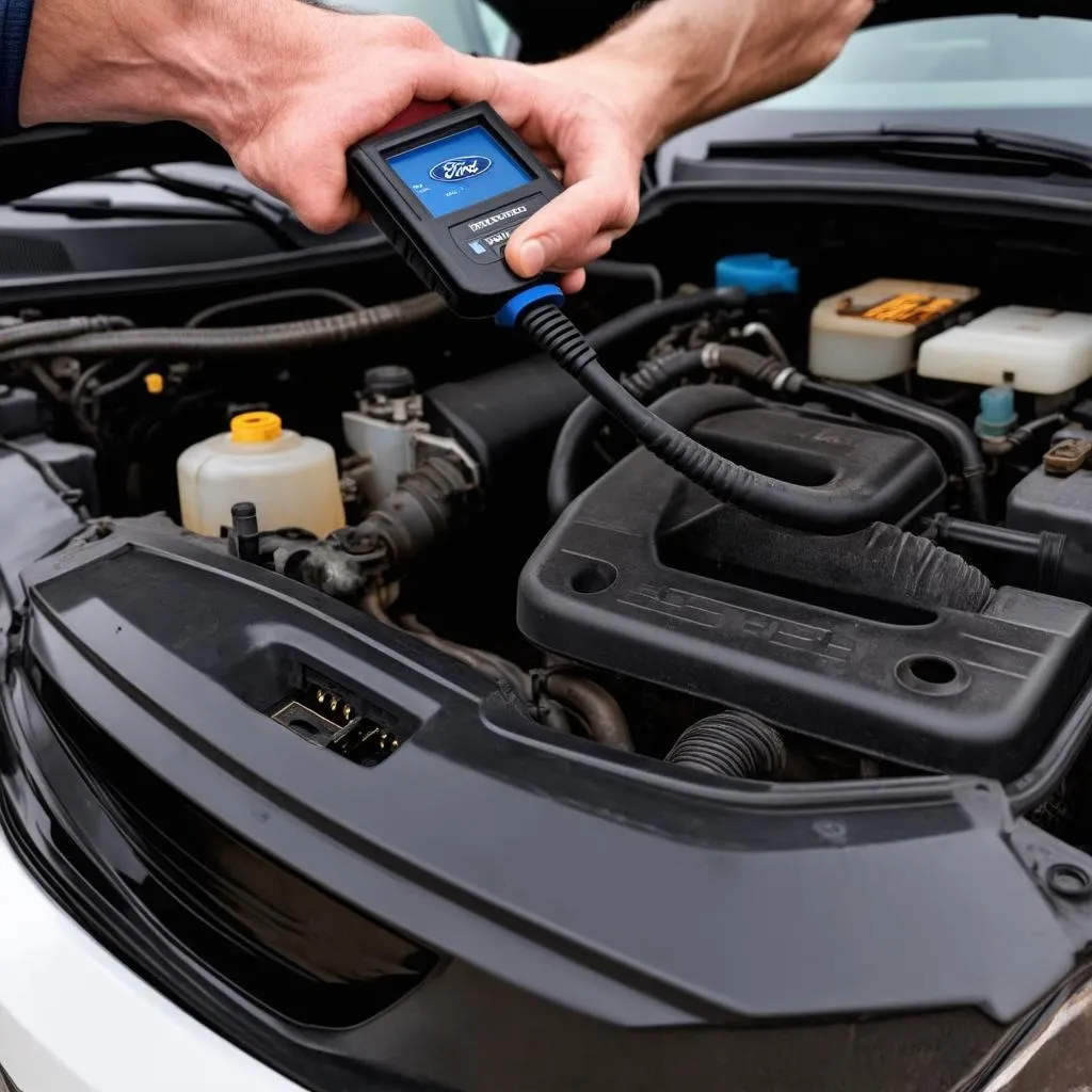 Mechanic Using OBD Scanner