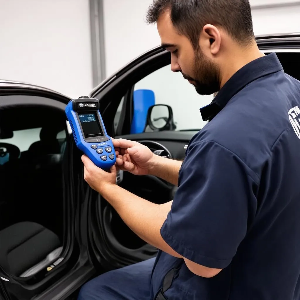 Mechanic using OBD Scanner