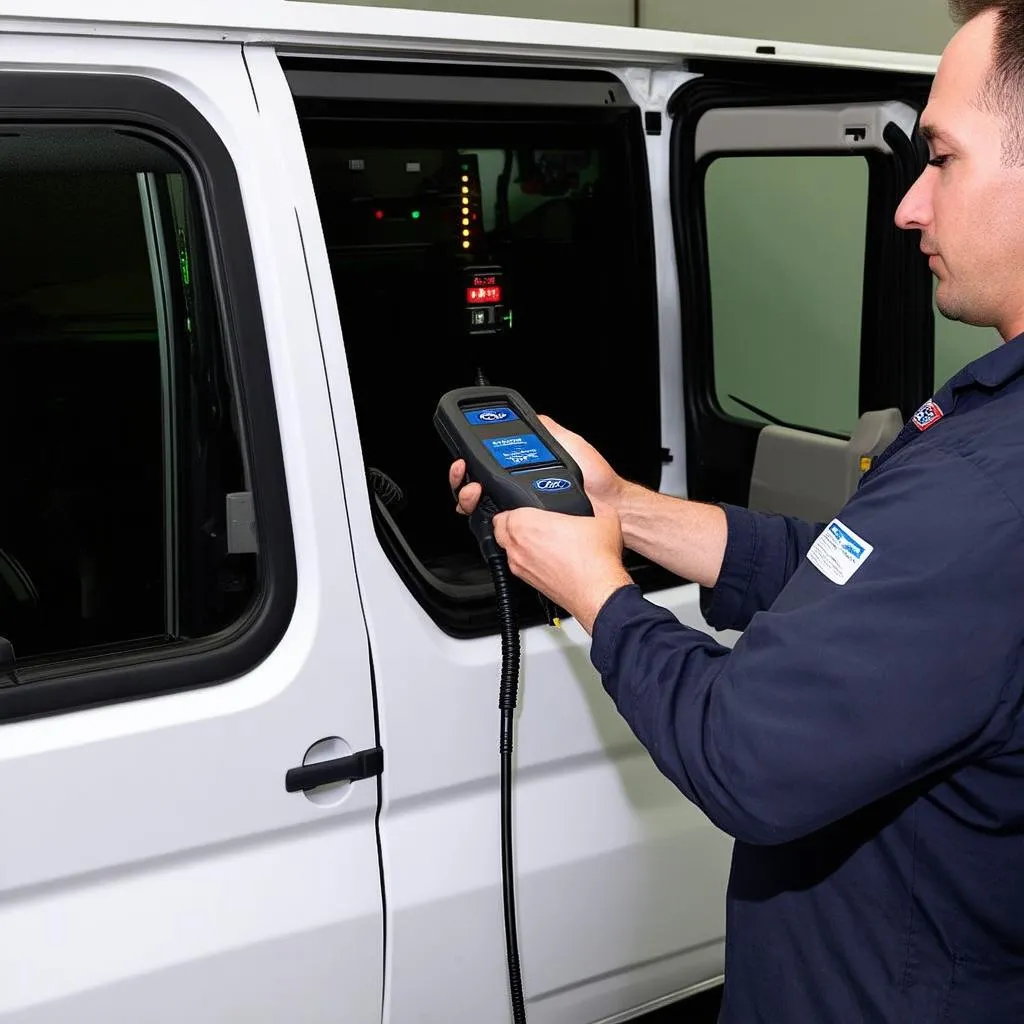 Mechanic Using OBD Scanner