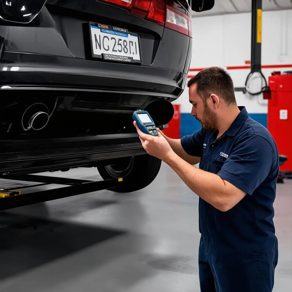 Mechanic Using OBD Scanner