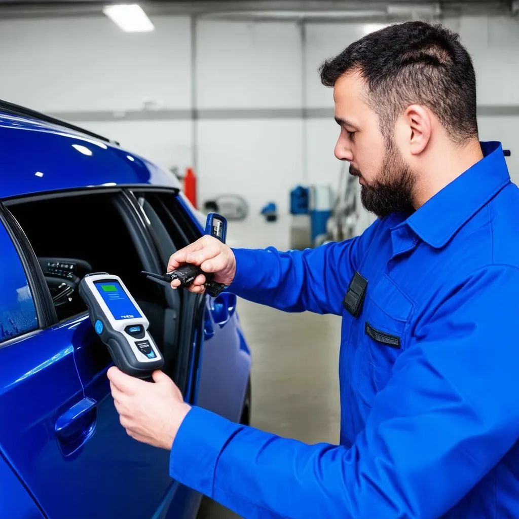 Mechanic using OBD Scanner