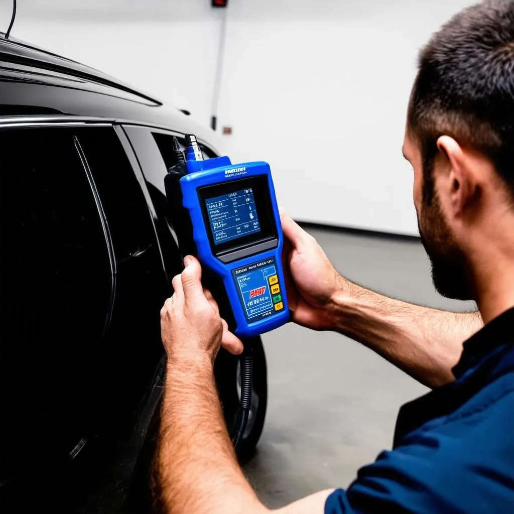 Mechanic Using OBD Scanner